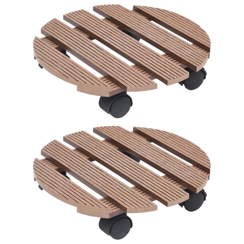Suportes com rodas para vasos 2 pcs ø30x7,5 cm wpc castanho