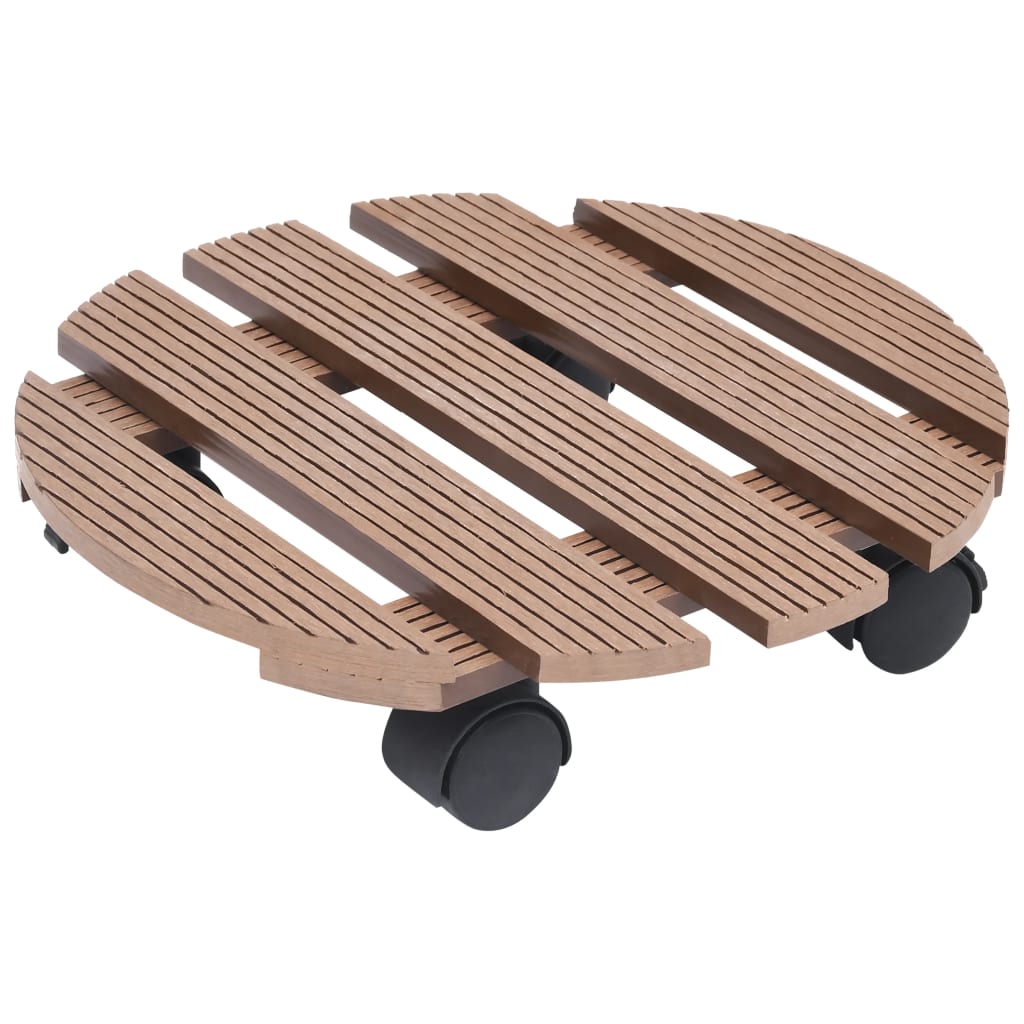 Suportes com rodas para vasos 2 pcs ø30x7,5 cm wpc castanho