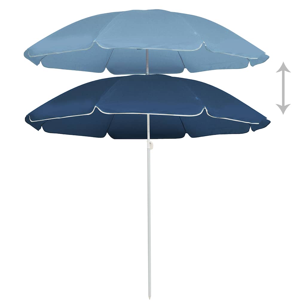 Guarda-sol de jardim com poste de aço 180 cm azul