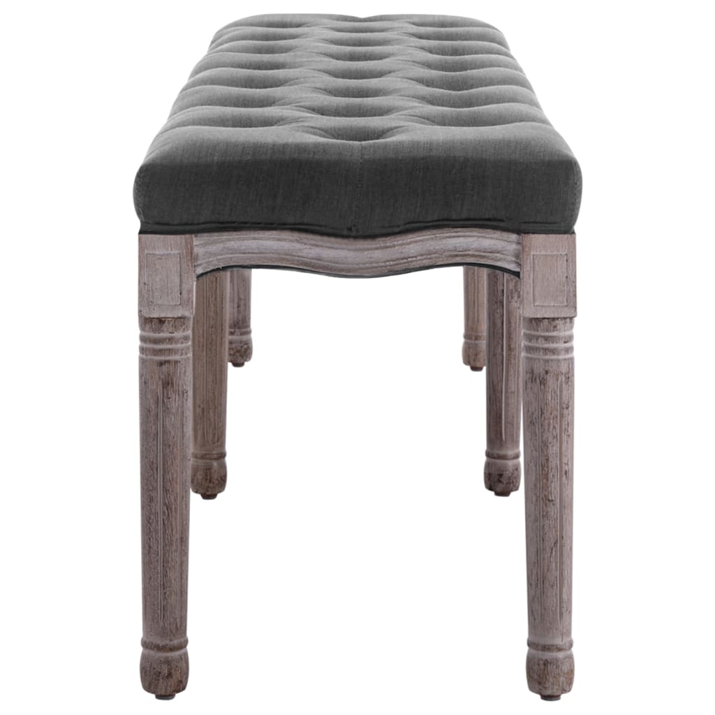 Banco em linho e madeira maciça 150x40x48 cm cinzento-escuro