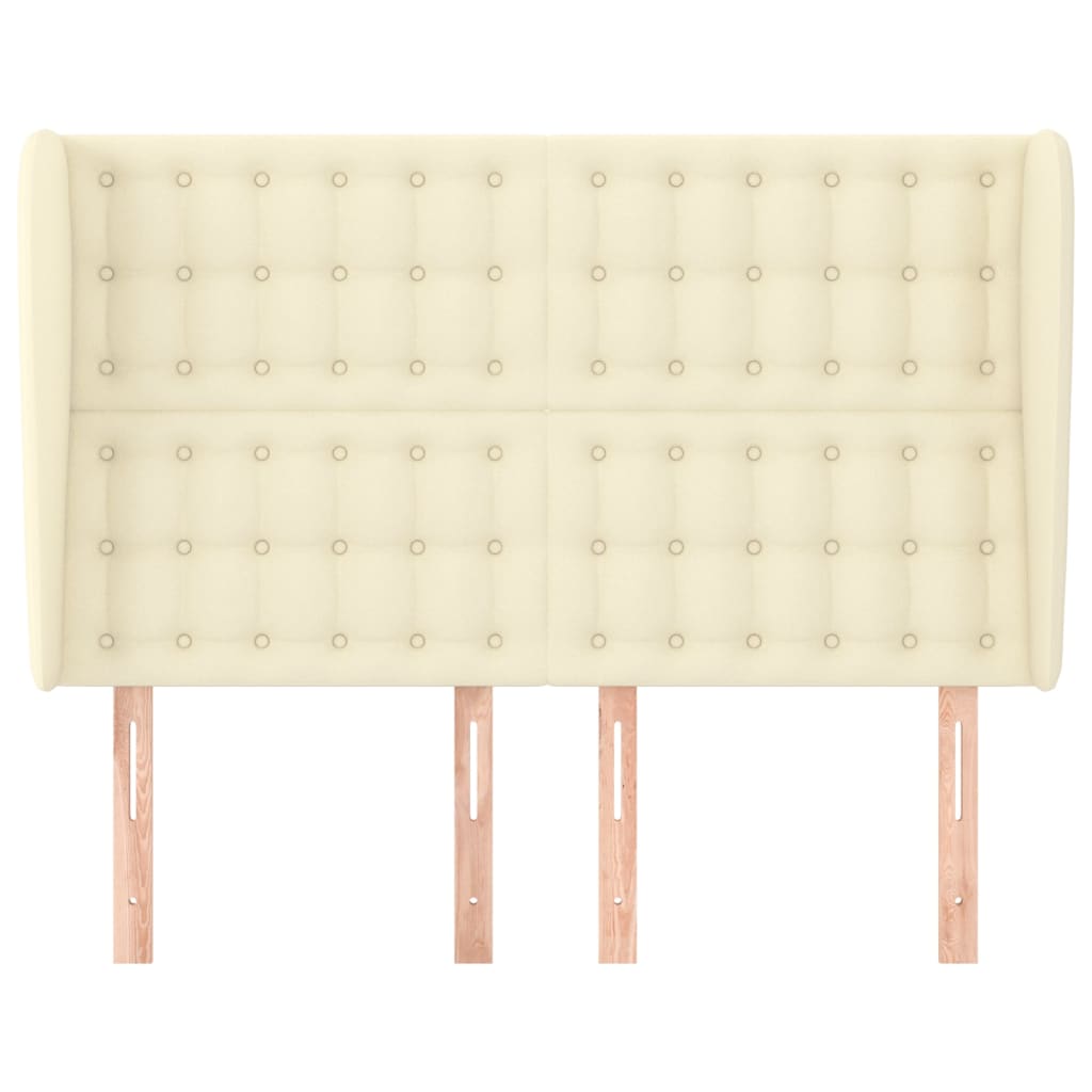Cabeceira cama c/ abas couro artificial 147x23x118/128 cm creme