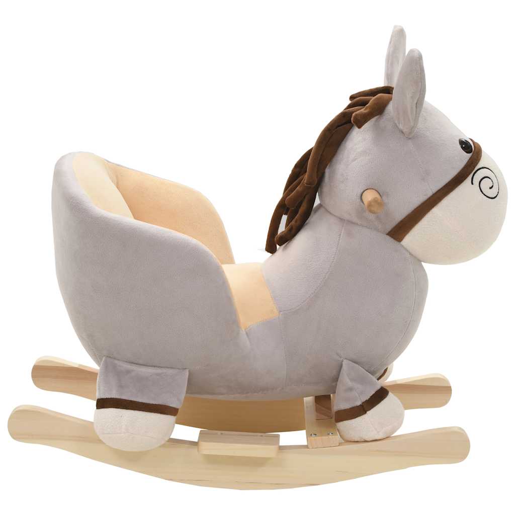 Animal de baloiçar burro em pelúcia 60x32x55 cm cinzento