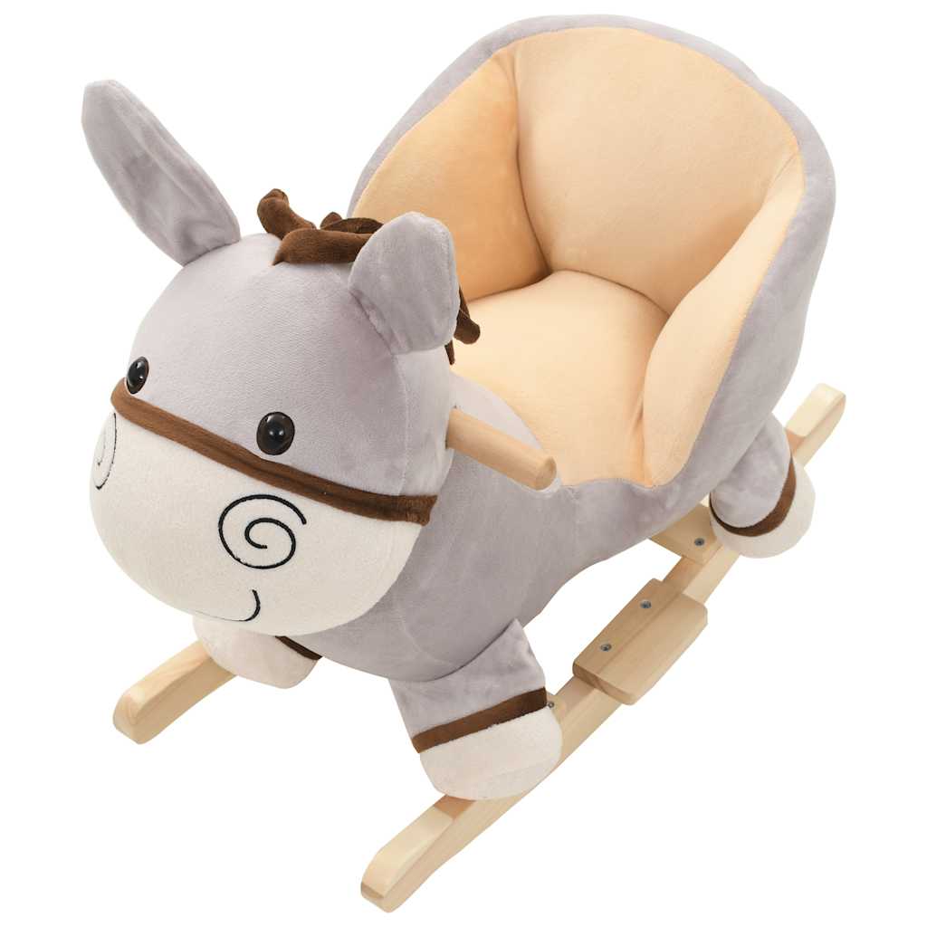 Animal de baloiçar burro em pelúcia 60x32x55 cm cinzento