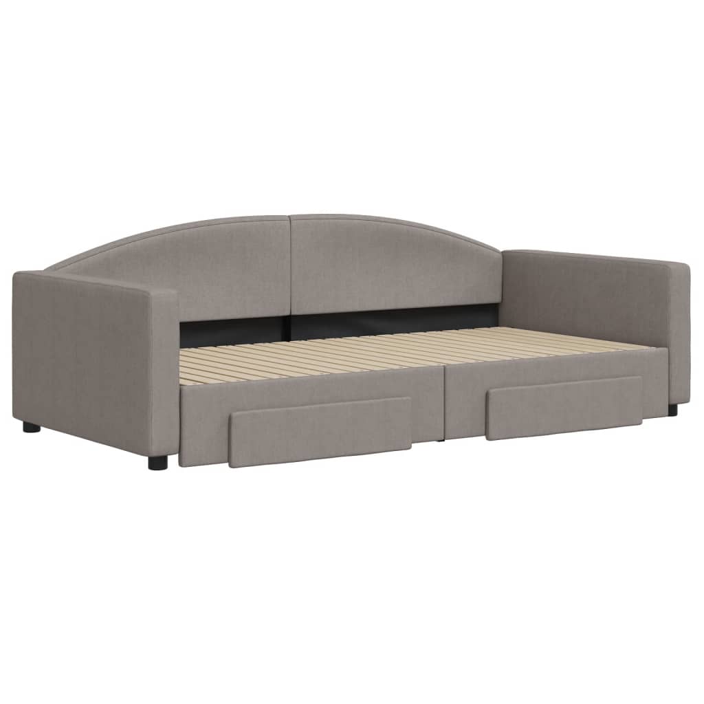 Sofá-cama c/ gavetão/gavetas 100x200cm tecido cinza-acastanhado