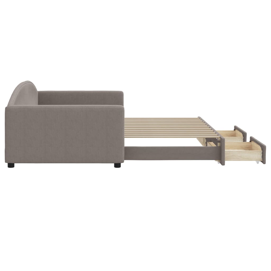 Sofá-cama c/ gavetão/gavetas 100x200cm tecido cinza-acastanhado
