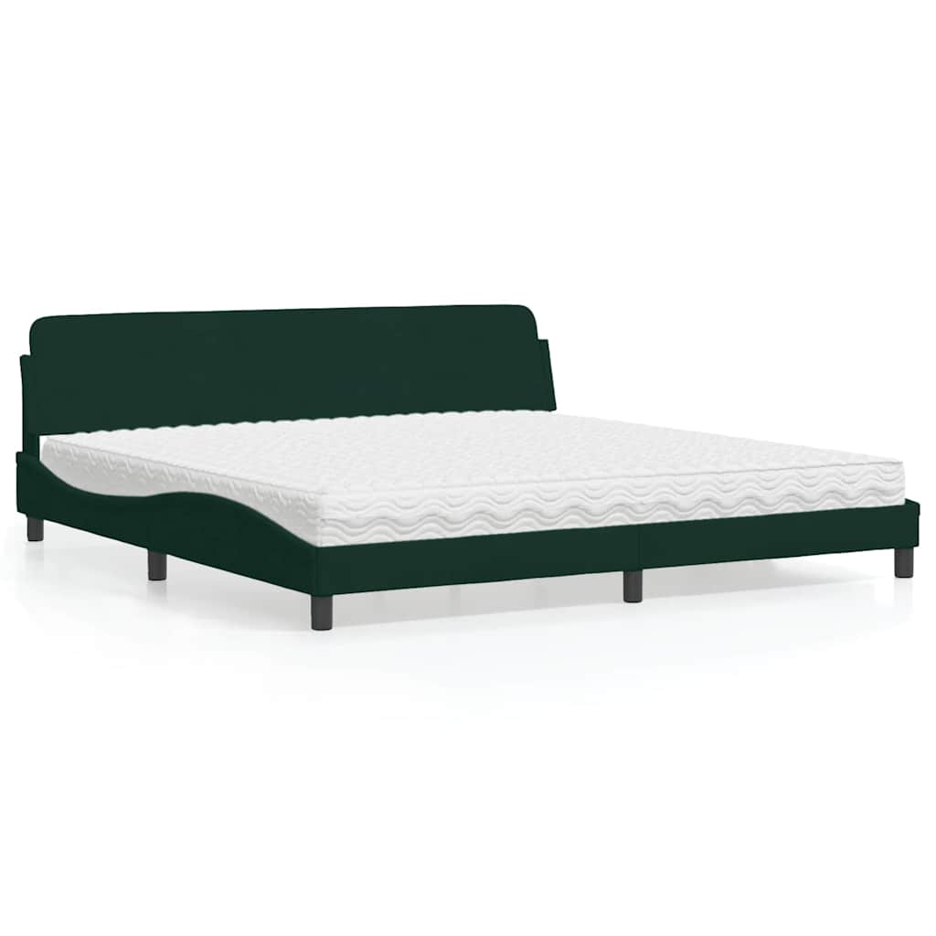 Cama com colchão dover 200x200 cm veludo verde-escuro
