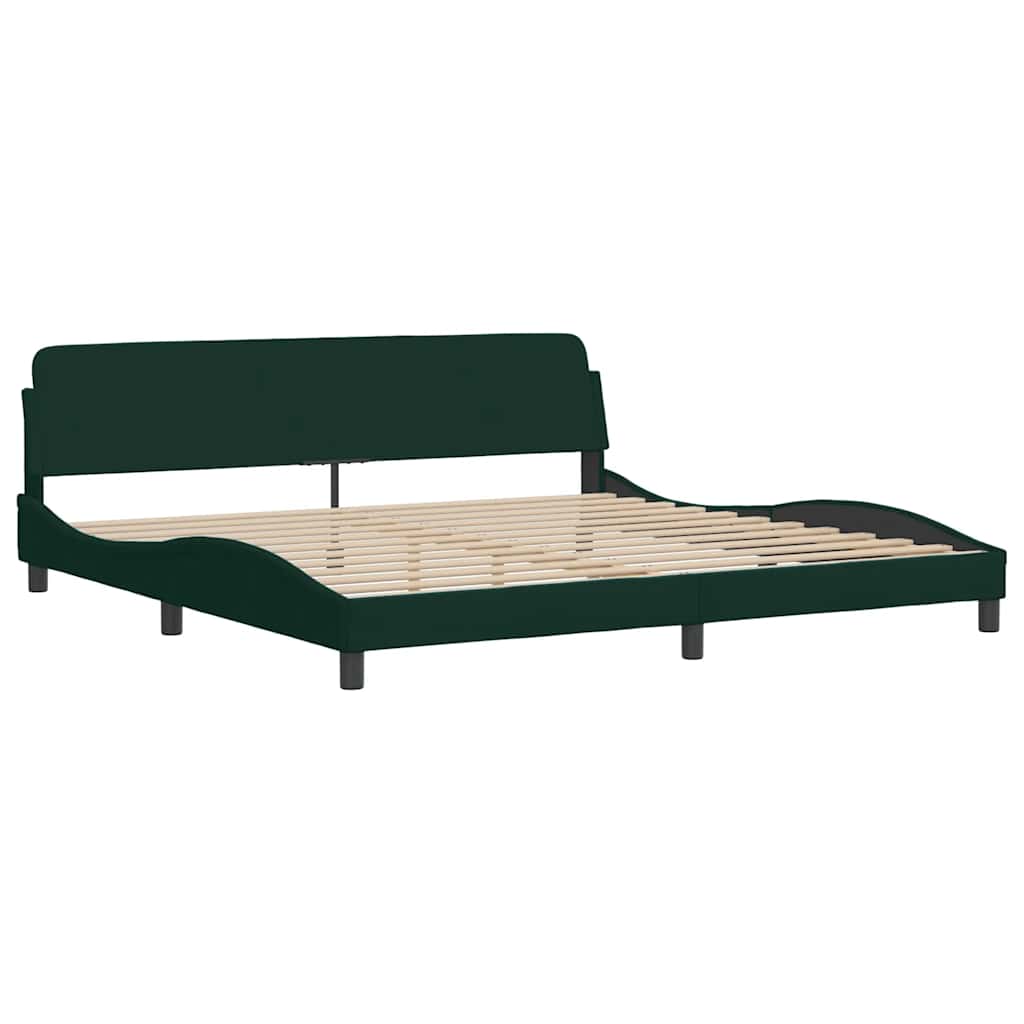 Cama com colchão dover 200x200 cm veludo verde-escuro