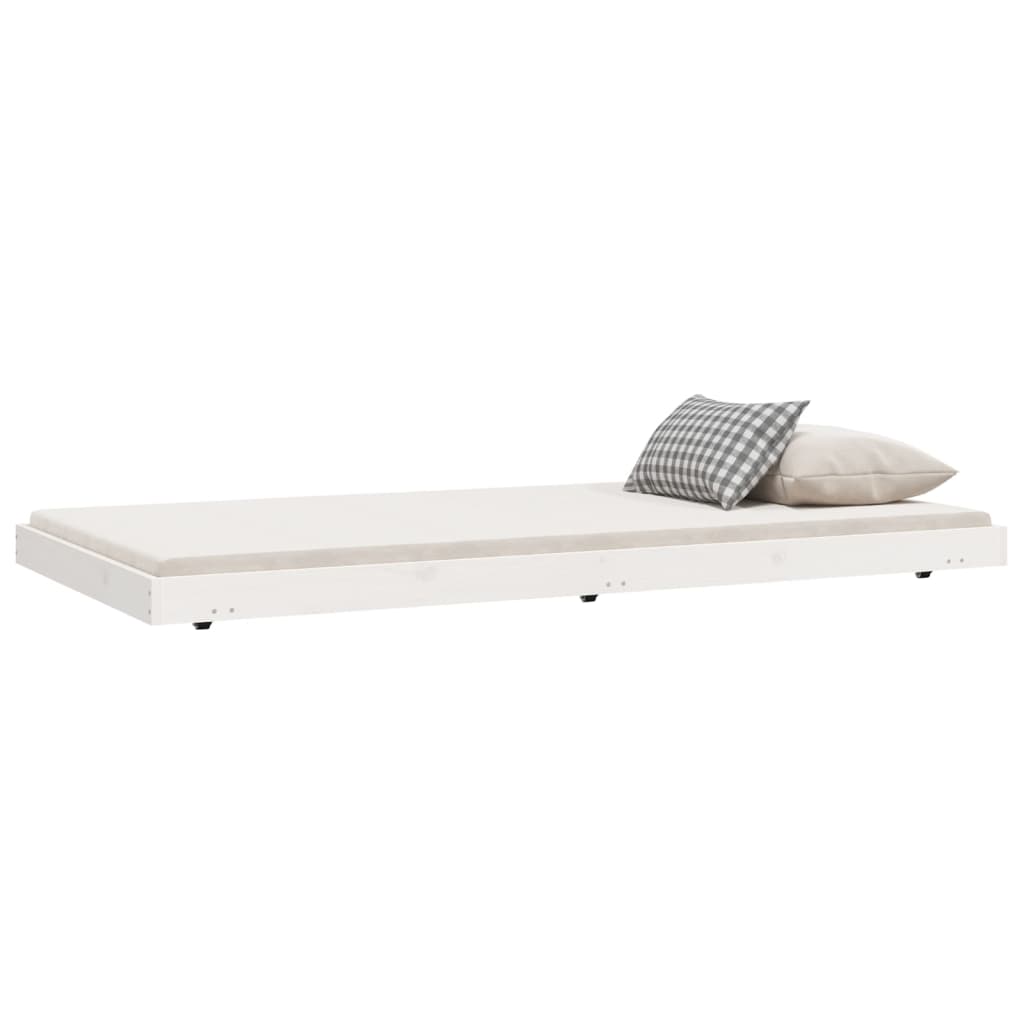 Estrutura de cama sem colchão 80x200 cm pinho maciço branco