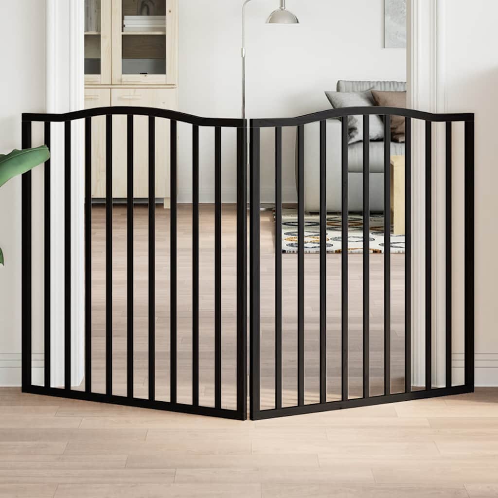 Portão p/ cães dobrável 2 painéis 160 cm madeira de álamo preto