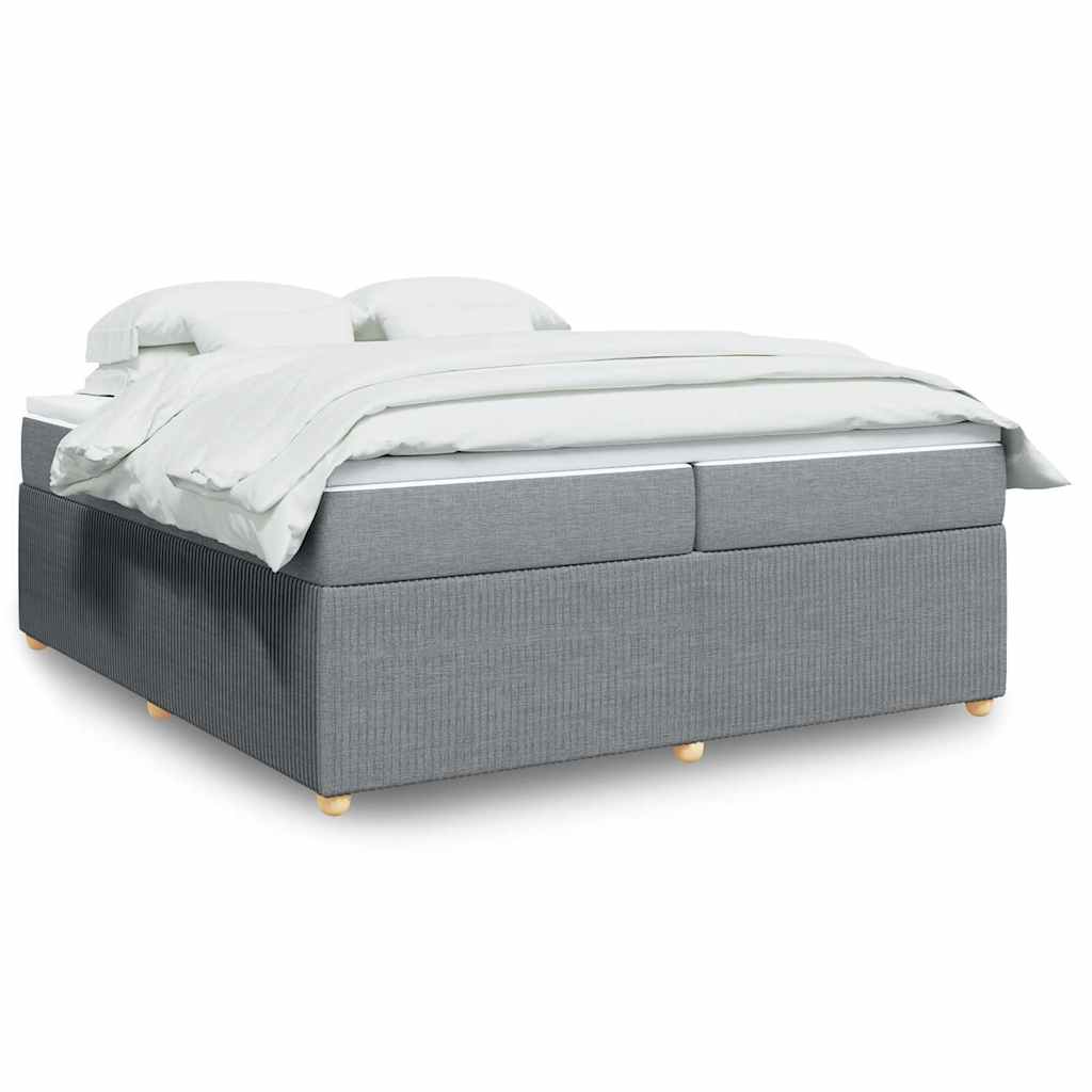 Cama com molas/colchão 200x200 cm tecido cinza-claro