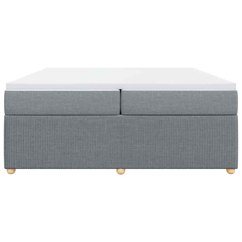 Cama com molas/colchão 200x200 cm tecido cinza-claro