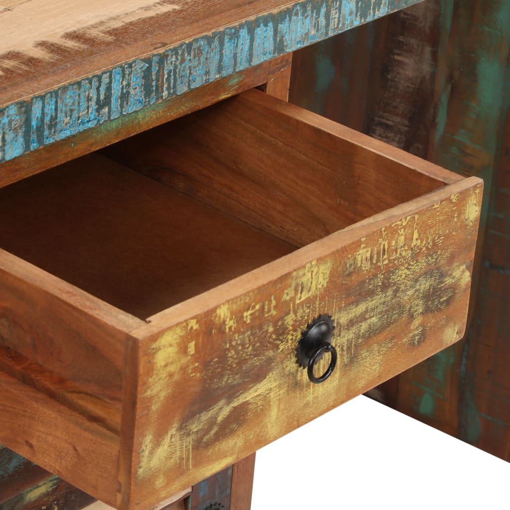 Secretária pedestal madeira recuperada maciça 140x50x77cm