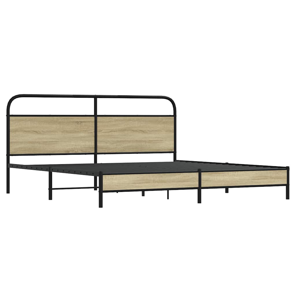 Estrutura de cama sem colchão 193x203cm metal carvalho sonoma
