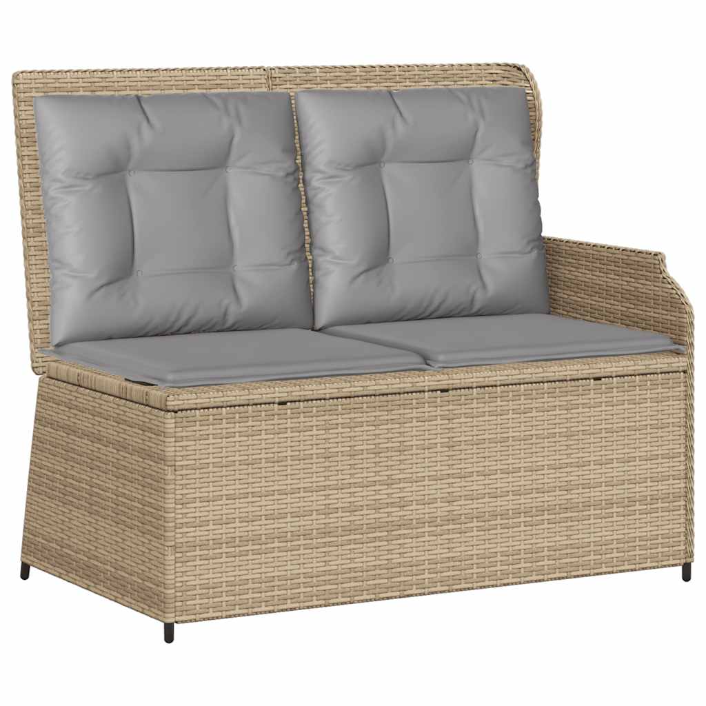 3 Pcs conjunto lounge de jardim com almofadões vime PE bege