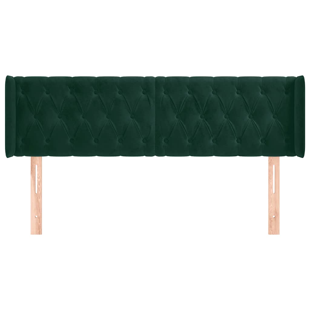 Cabeceira de cama c/ abas tecido 147x16x78/88cm verde-escuro