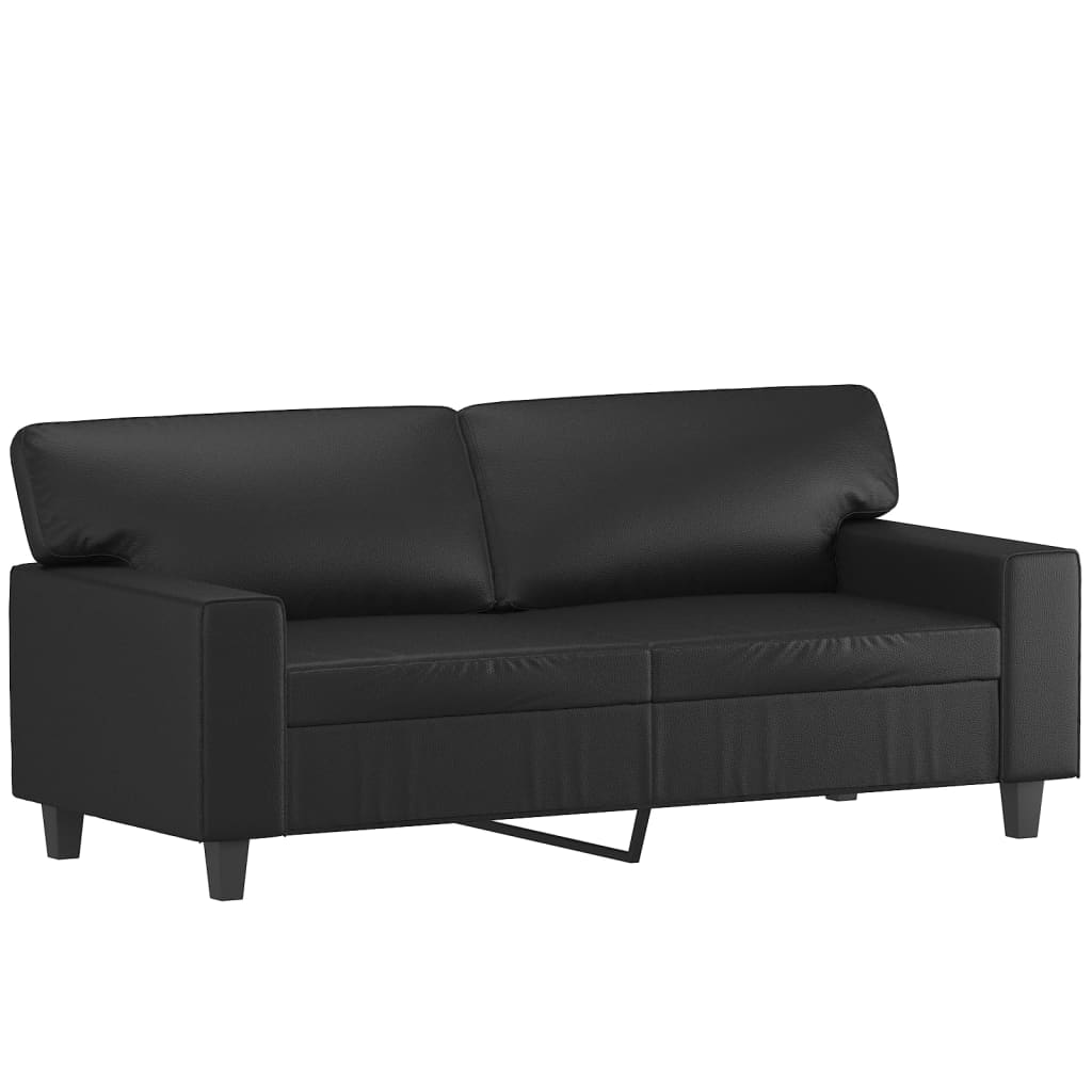 3 Pcs conjunto de sofás com almofadas couro artificial preto