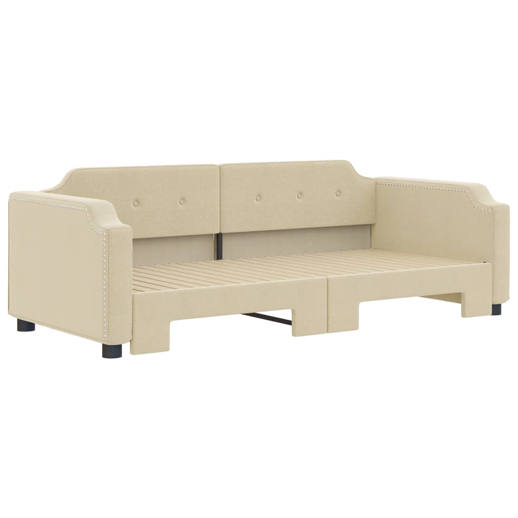 Sofá-cama com gavetão 90x200 cm tecido cor creme