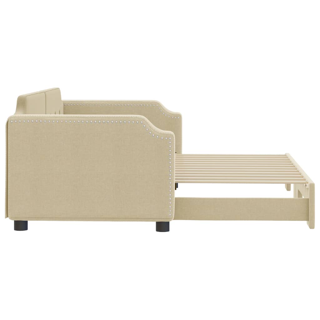 Sofá-cama com gavetão 90x200 cm tecido cor creme