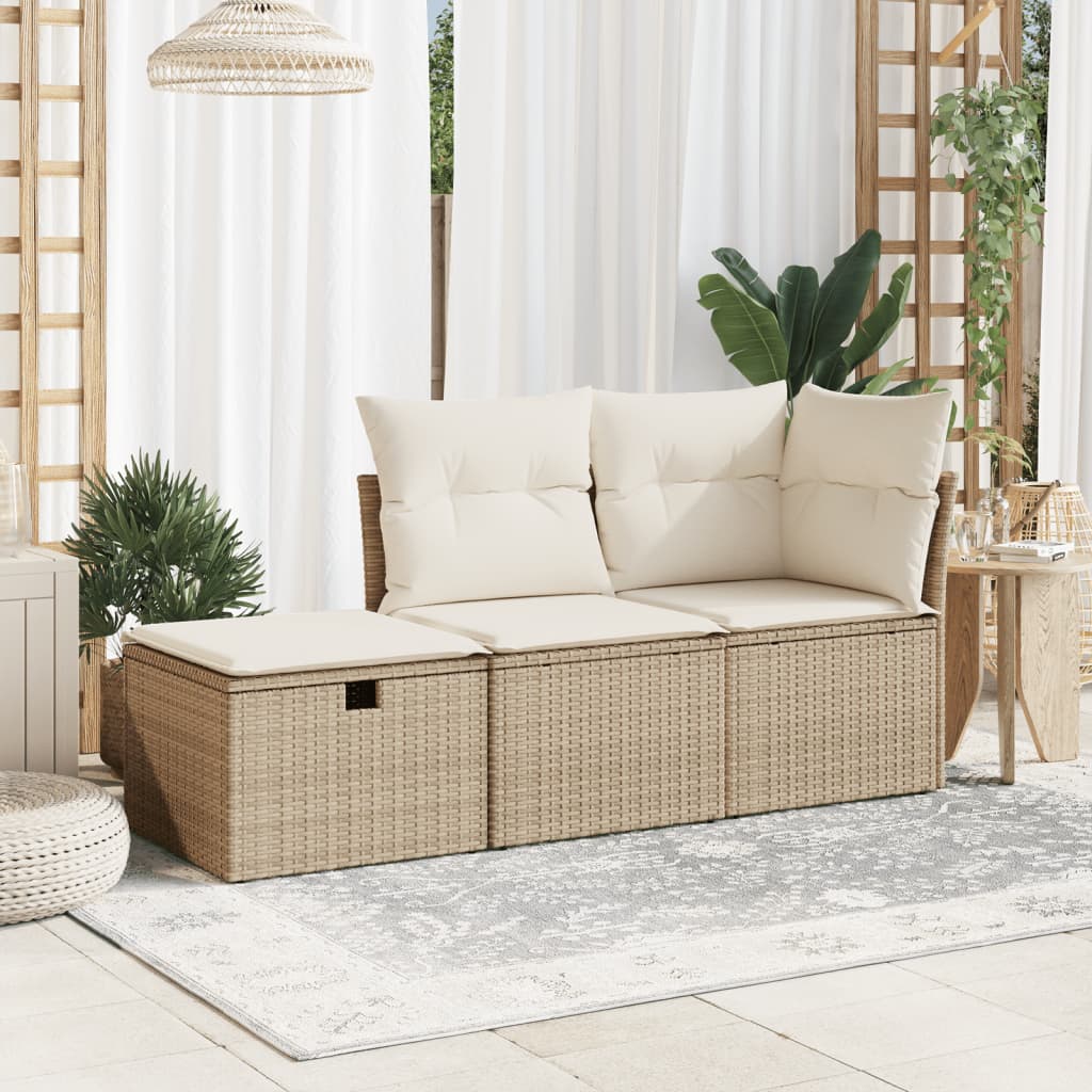 Banco de jardim com almofada 55x55x37 cm vime PE bege