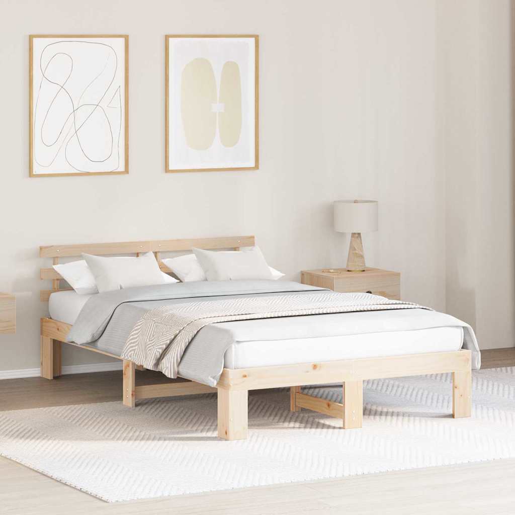 Estrutura da cama com cabeceira natural 120 x 190 cm
