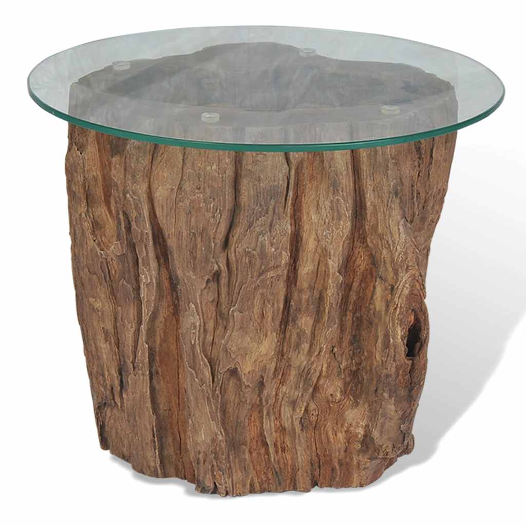 Mesa de centro em teca e vidro 50x40 cm