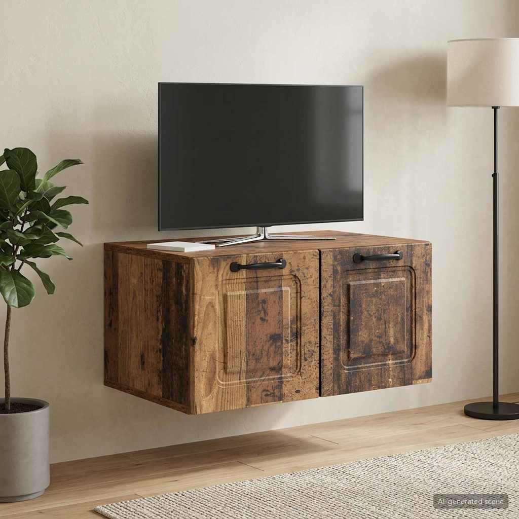 Gabinete de TV de parede madeira antiga 59,5 x 41 x 30 cm
