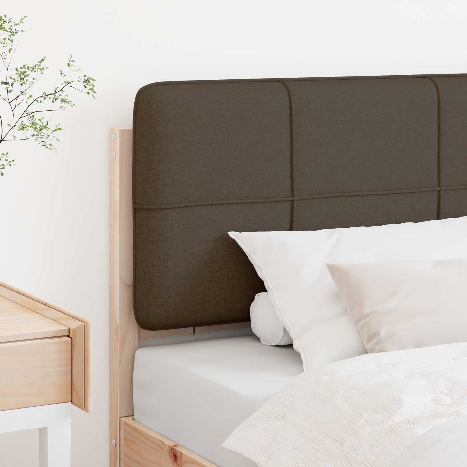 Cabeceira estofada com cabeceira marrom e taupe 80 cm