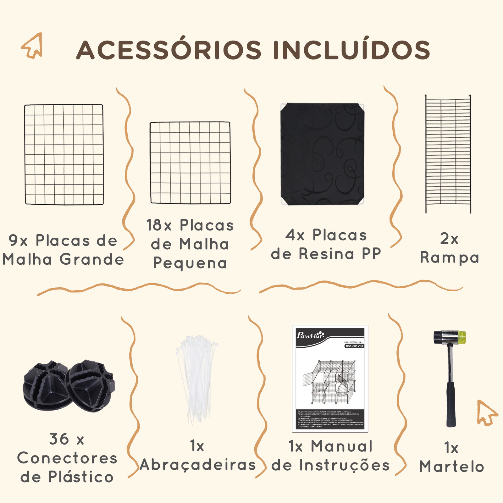 Recinto para animais pequenos com 31 painéis recinto para animais de estimação personalizável com rampas e portas 105x45