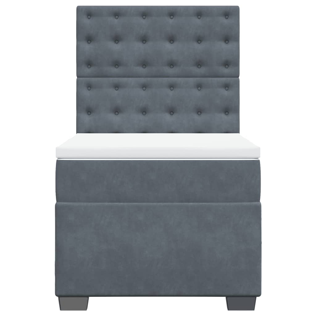 Cama com molas/colchão 80x200 cm veludo cinza-escuro