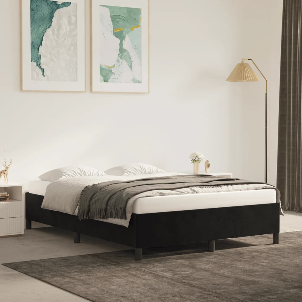 Estrutura de cama sem colchão 140x200 cm veludo preto