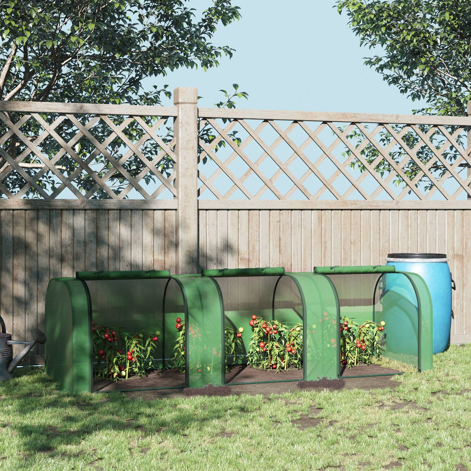 Estufa 295x100x80 cm para jardim varanda estufa pequena para cultivo de plantas com 3 janelas estrutura de aço e PVC verde
