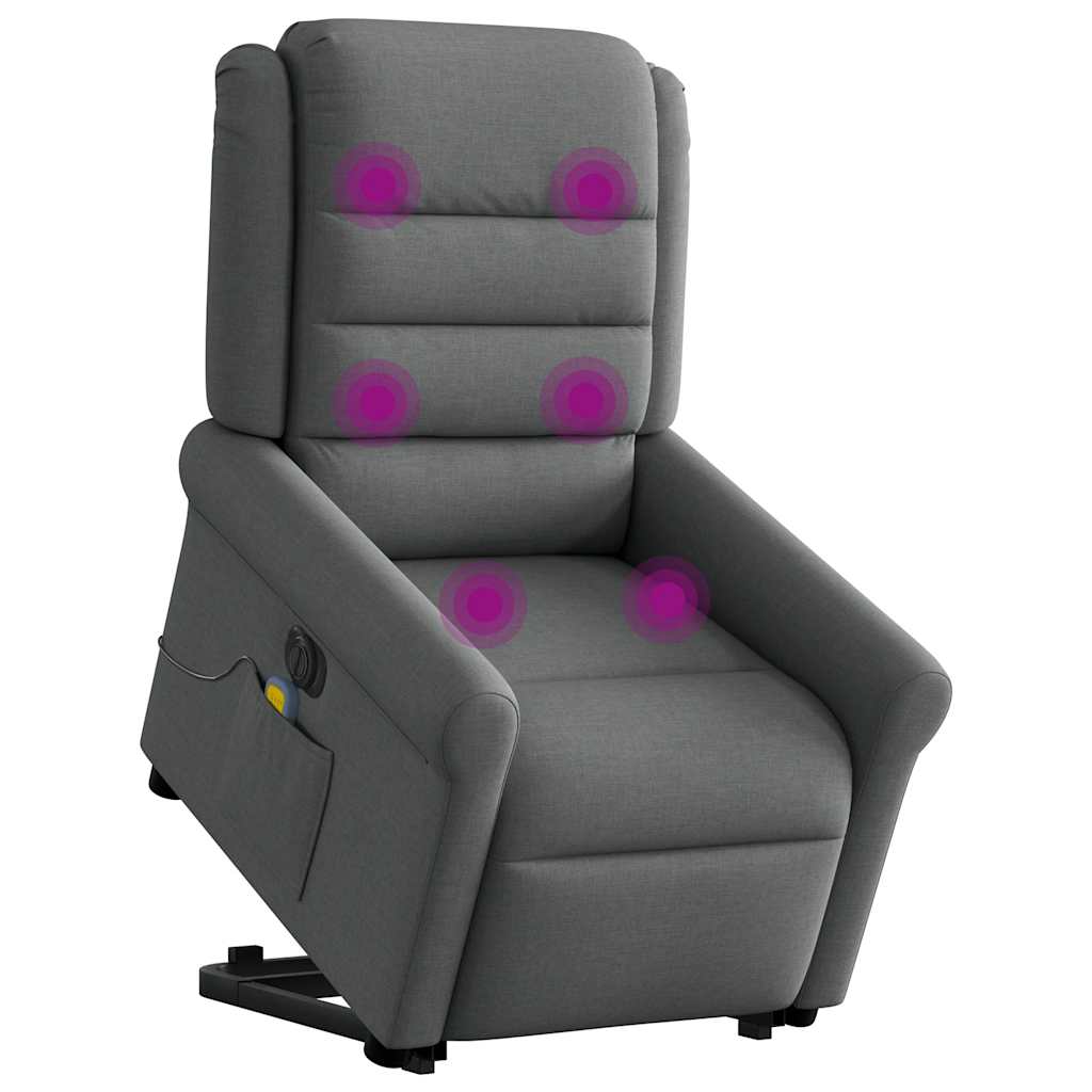 Poltrona elétrica elevatória massagens tecido cinzento-escuro