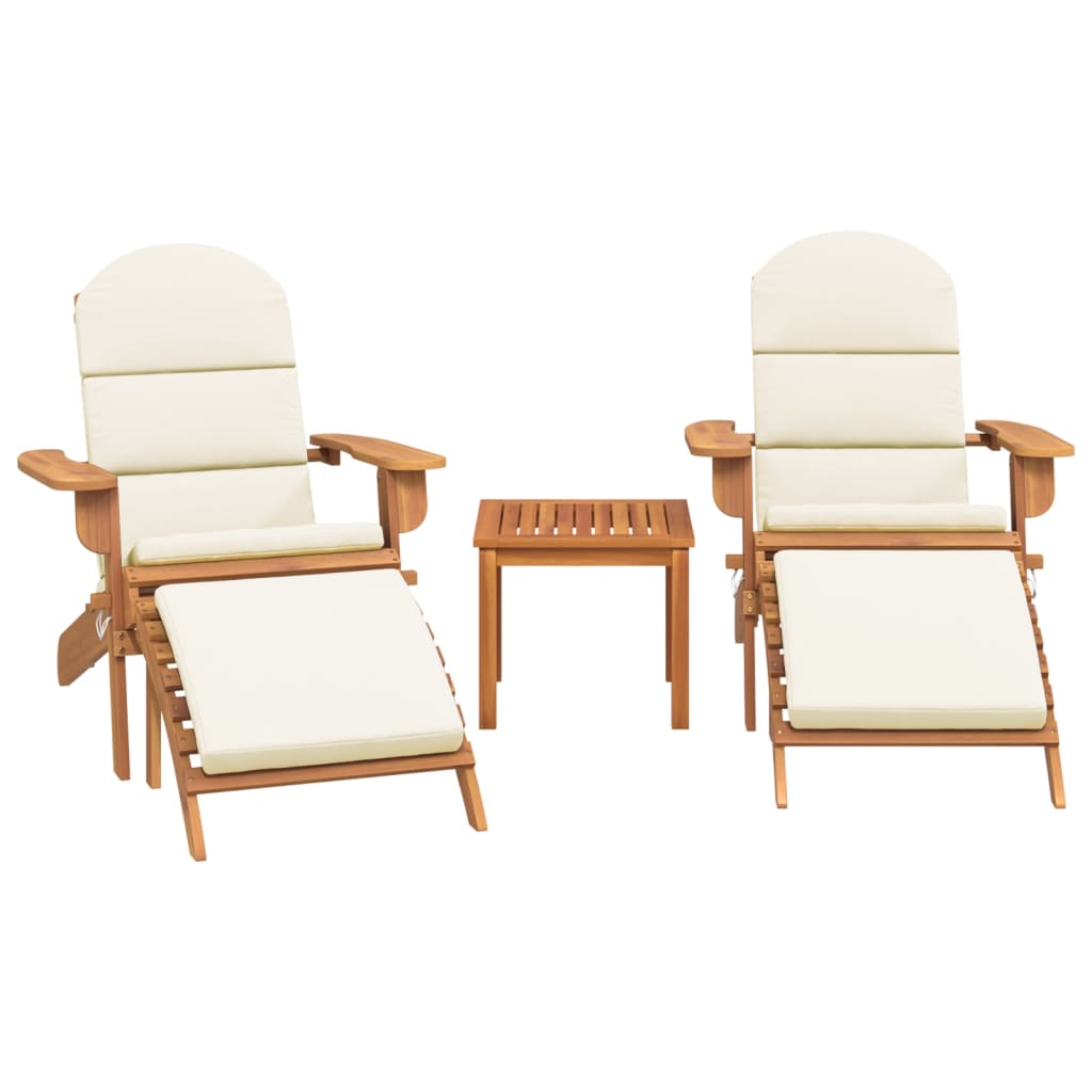 3 Pcs conjunto lounge de jardim adirondack acácia maciça
