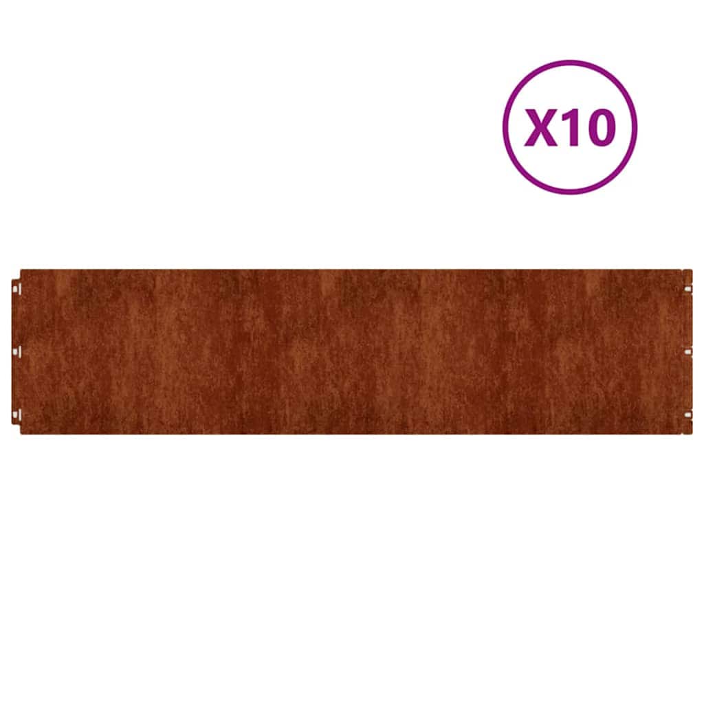 Bordas de relvado 10 pcs 25x103 cm aço corten flexível