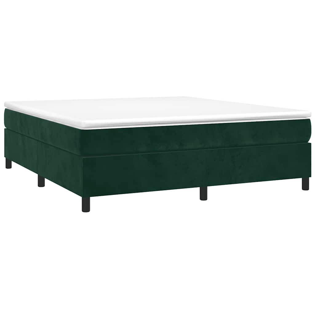 Estrutura de cama com molas 180x200 cm veludo verde-escuro