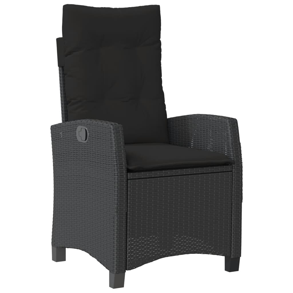 5 Pcs conjunto de jantar p/ jardim c/ almofadões vime PE preto