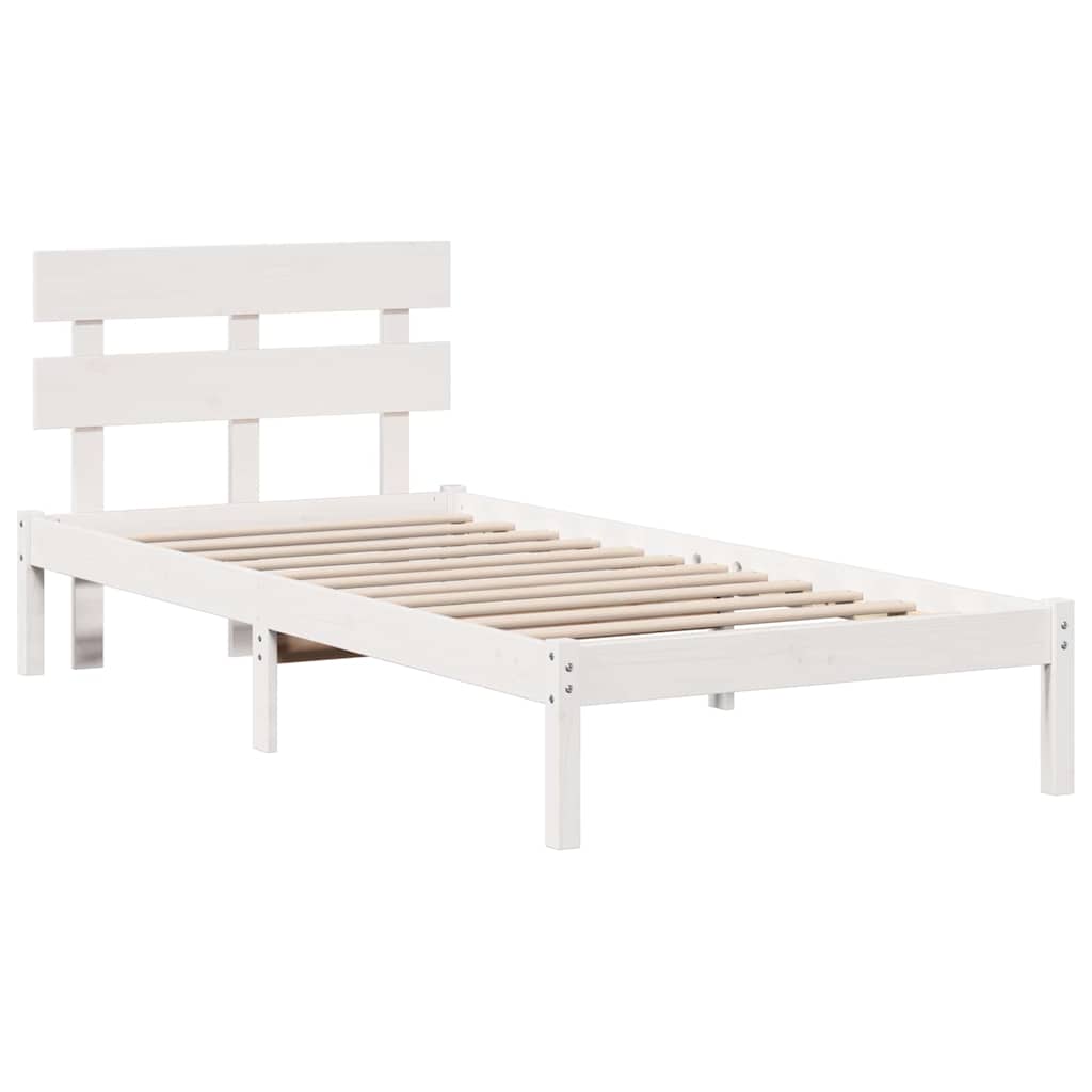 Estrutura da cama branco 90 x 190 cm madeira de pinho maciça