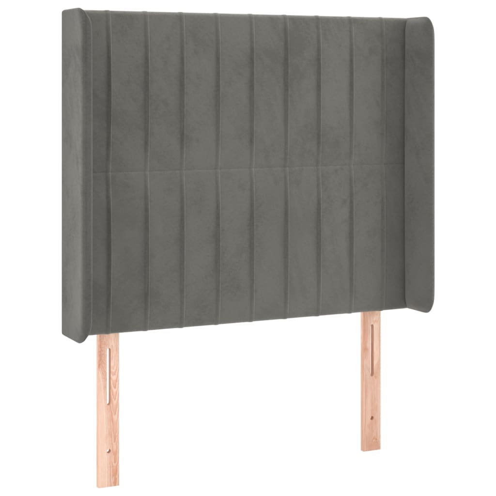Cabeceira cama c/ luzes LED veludo 83x16x118/128 cm cinza-claro