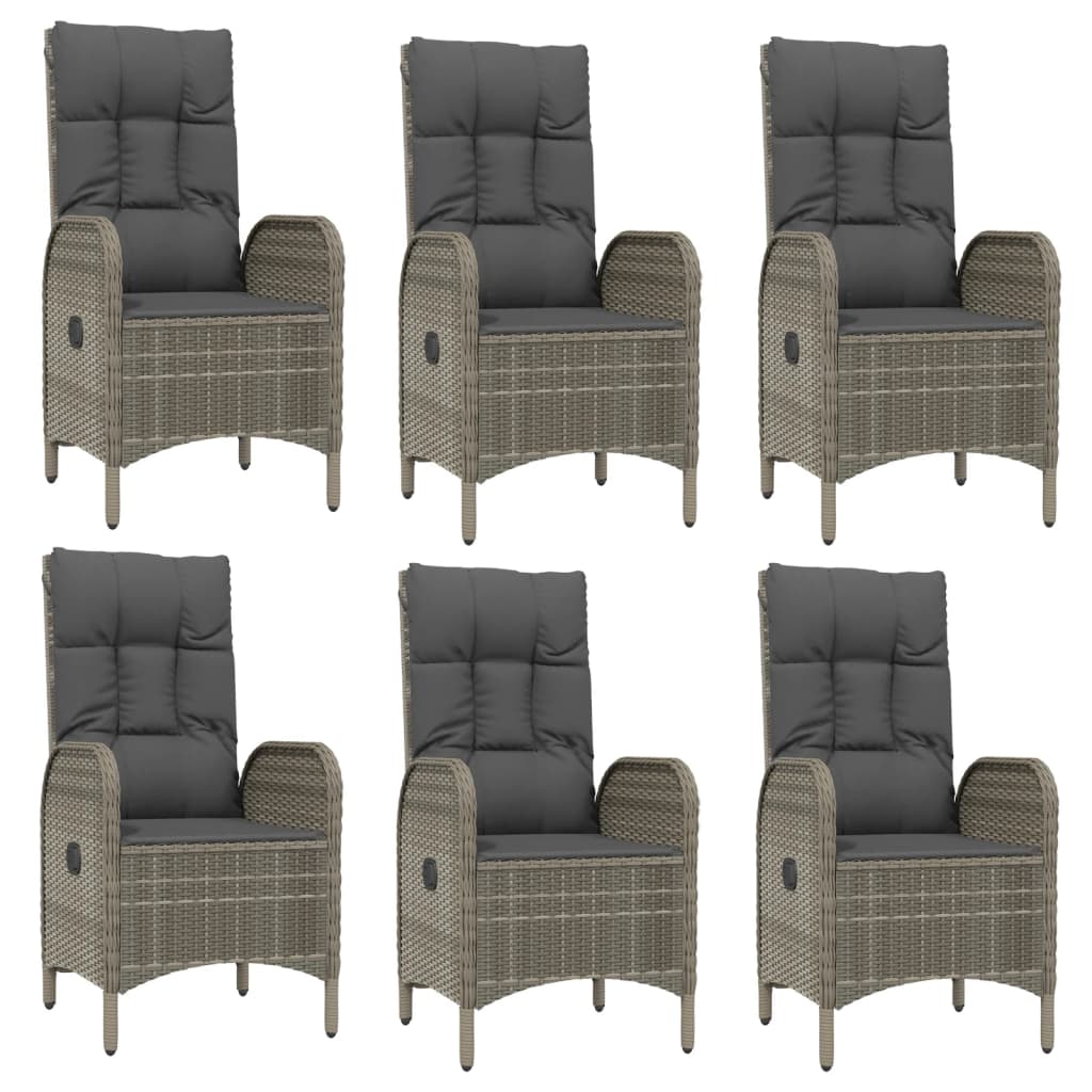 9 Pcs conjunto de jantar p/ jardim c/ almofadões vime PE cinza
