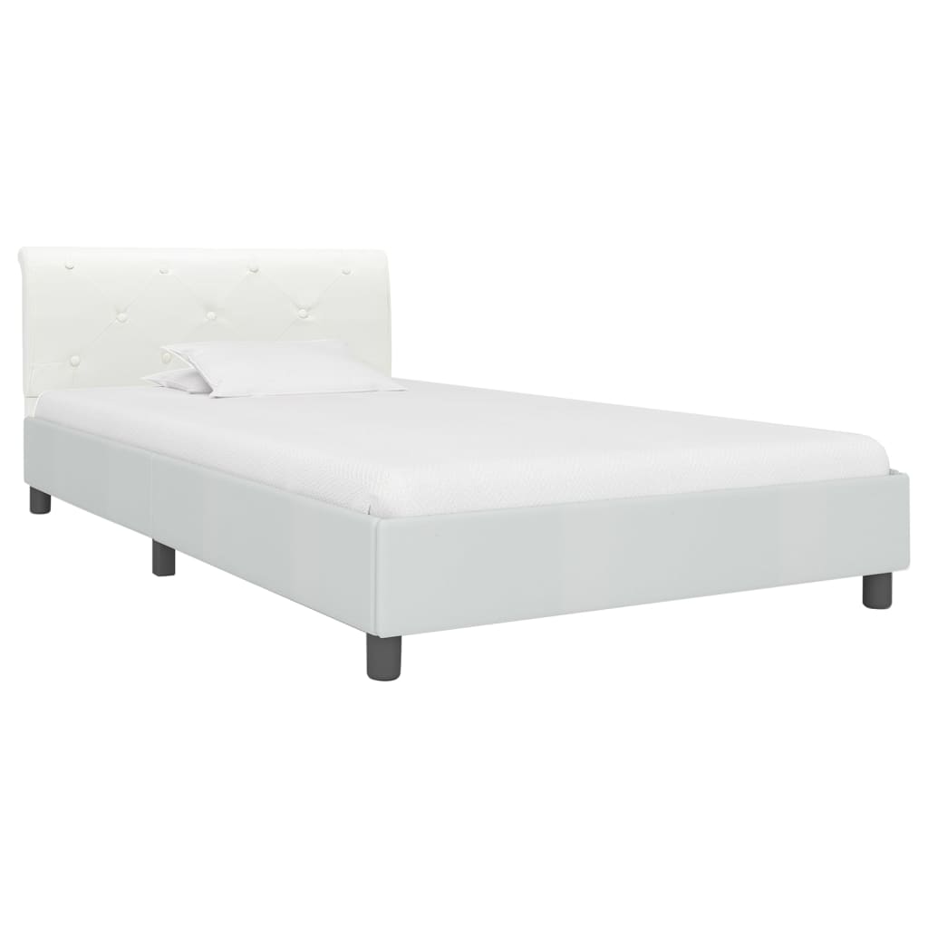 Estrutura de cama 90x200 cm couro artificial branco