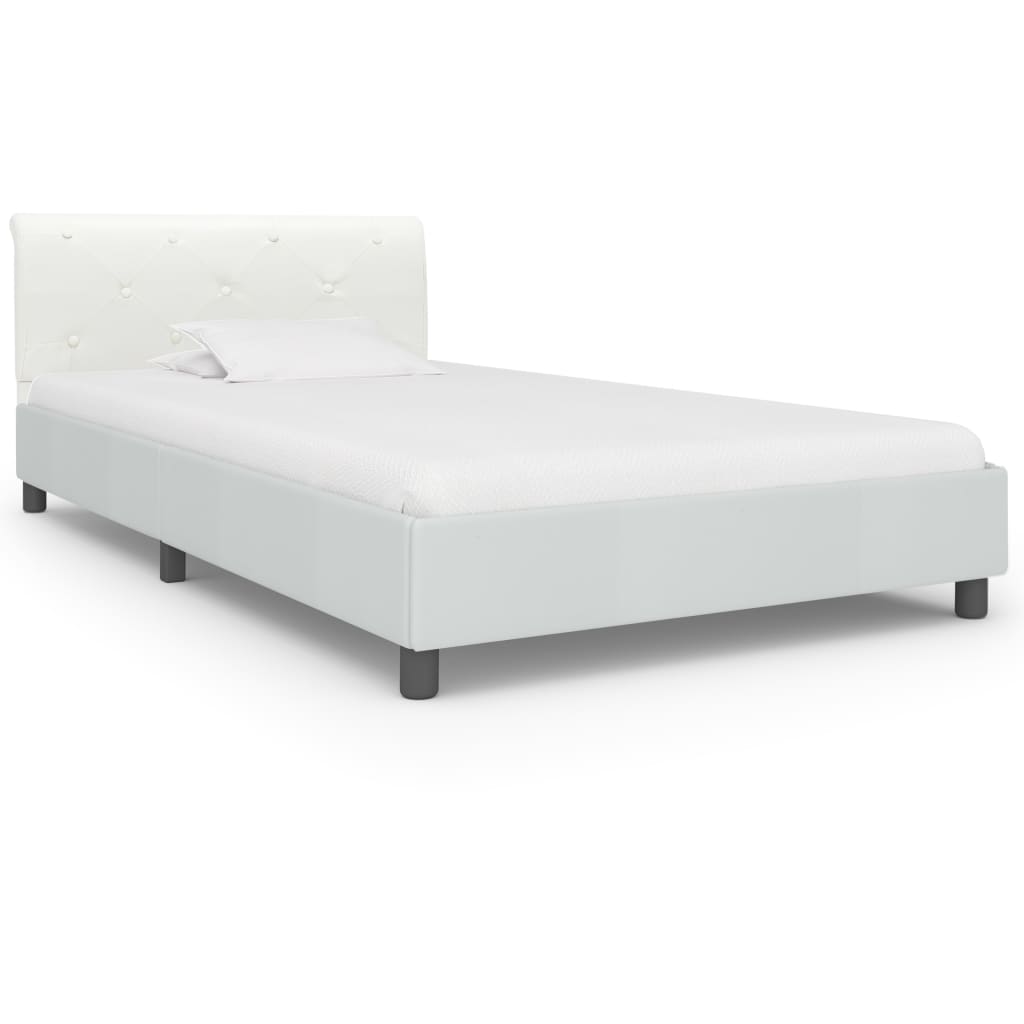 Estrutura de cama 90x200 cm couro artificial branco