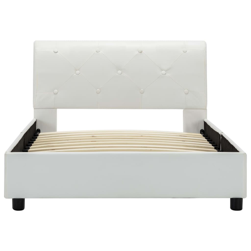 Estrutura de cama 90x200 cm couro artificial branco