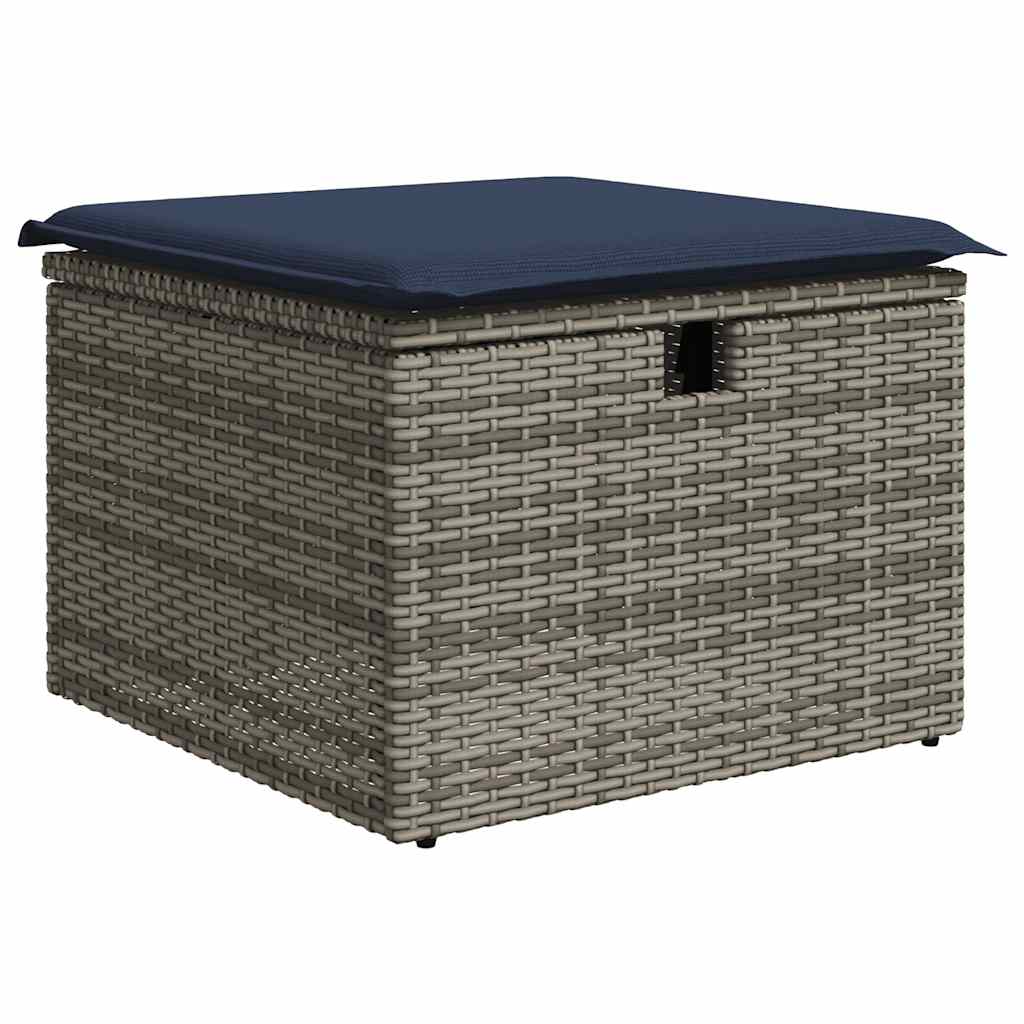 4 Pcs conjunto sofás de jardim c/ almofadões vime PE cinzento