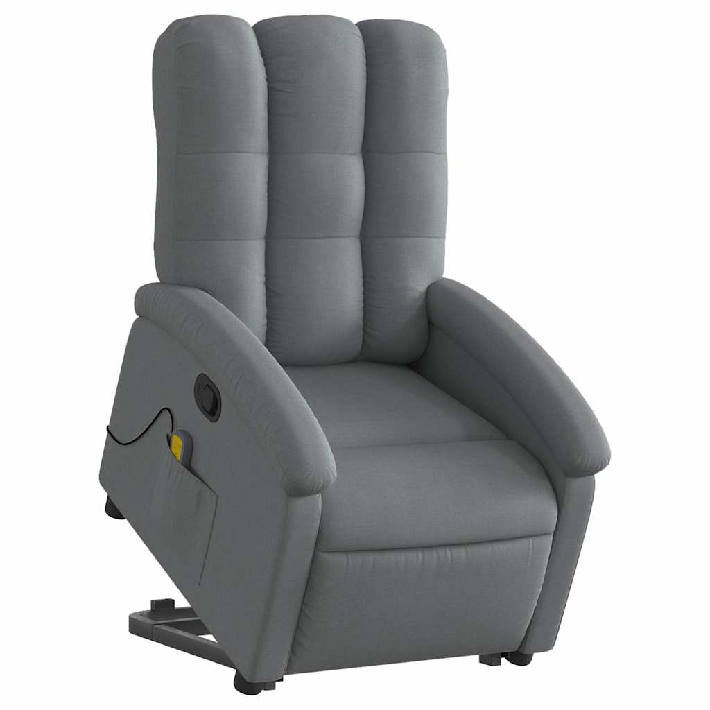 Poltrona elevatória de massagens tecido cinzento-escuro