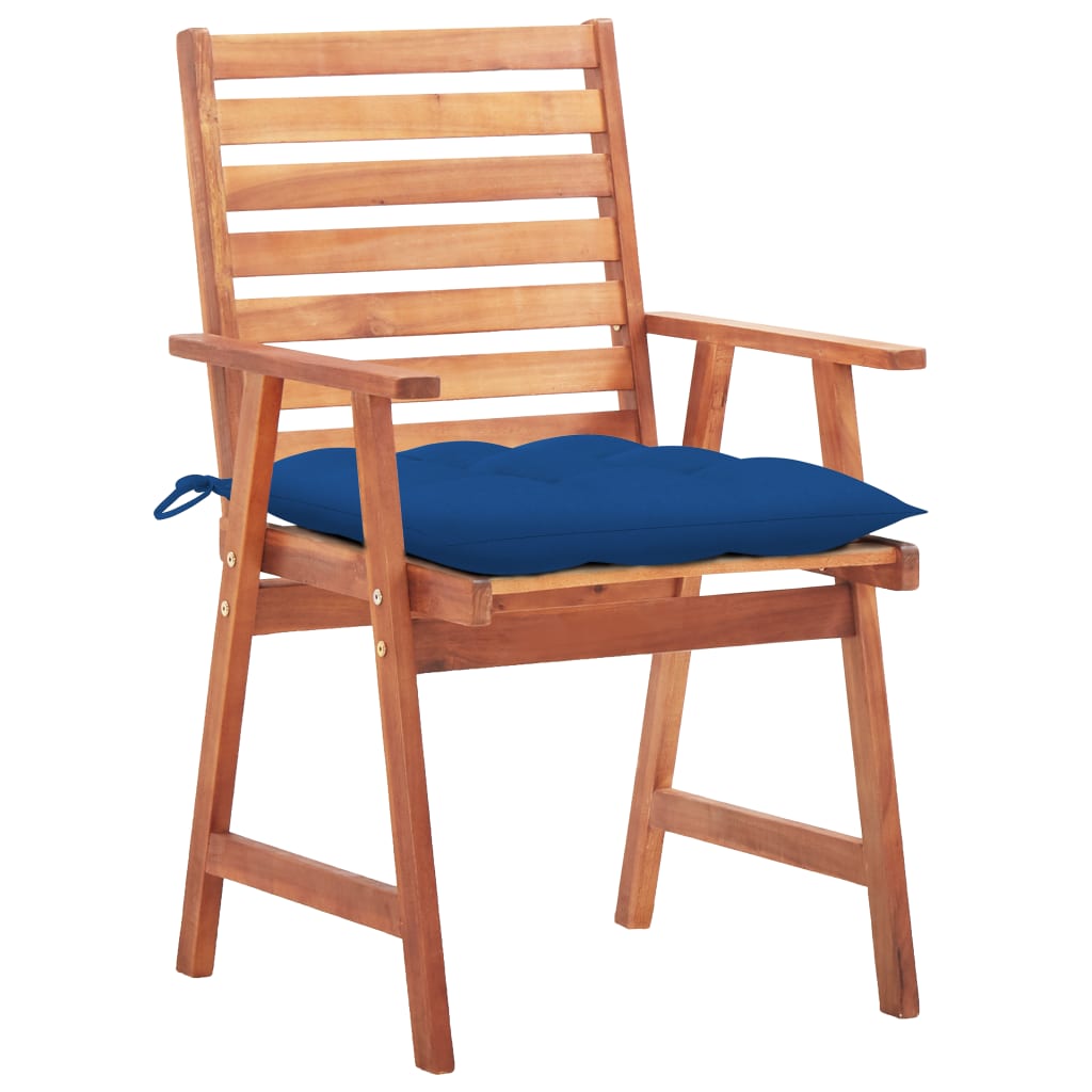 Cadeiras de jantar p/ jardim 3 pcs c/ almofadões acácia maciça