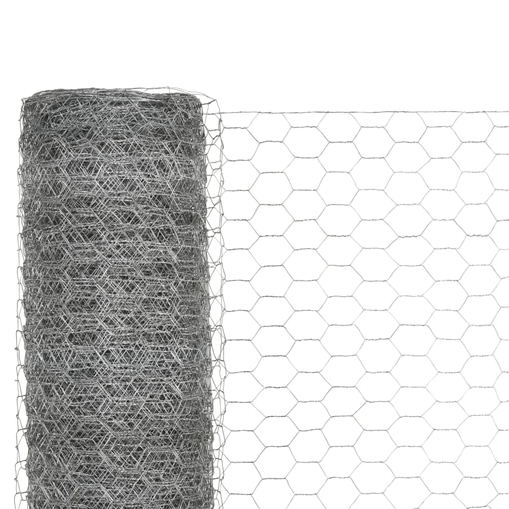 Rede de arame p/ galinheiro 25x1,2 m aço galvanizado prateado