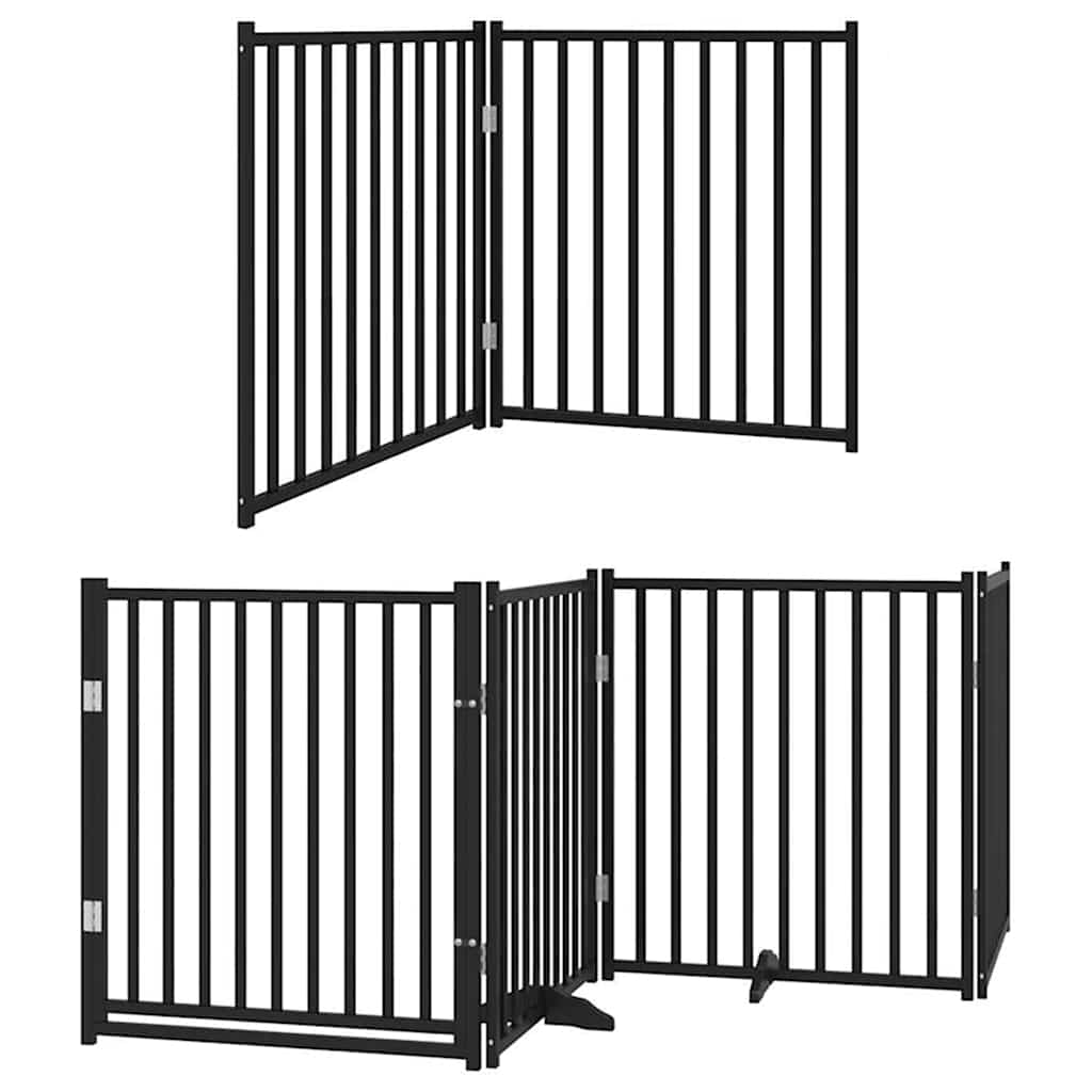 Portão p/ cães com porta dobrável 10 painéis 800 cm álamo preto