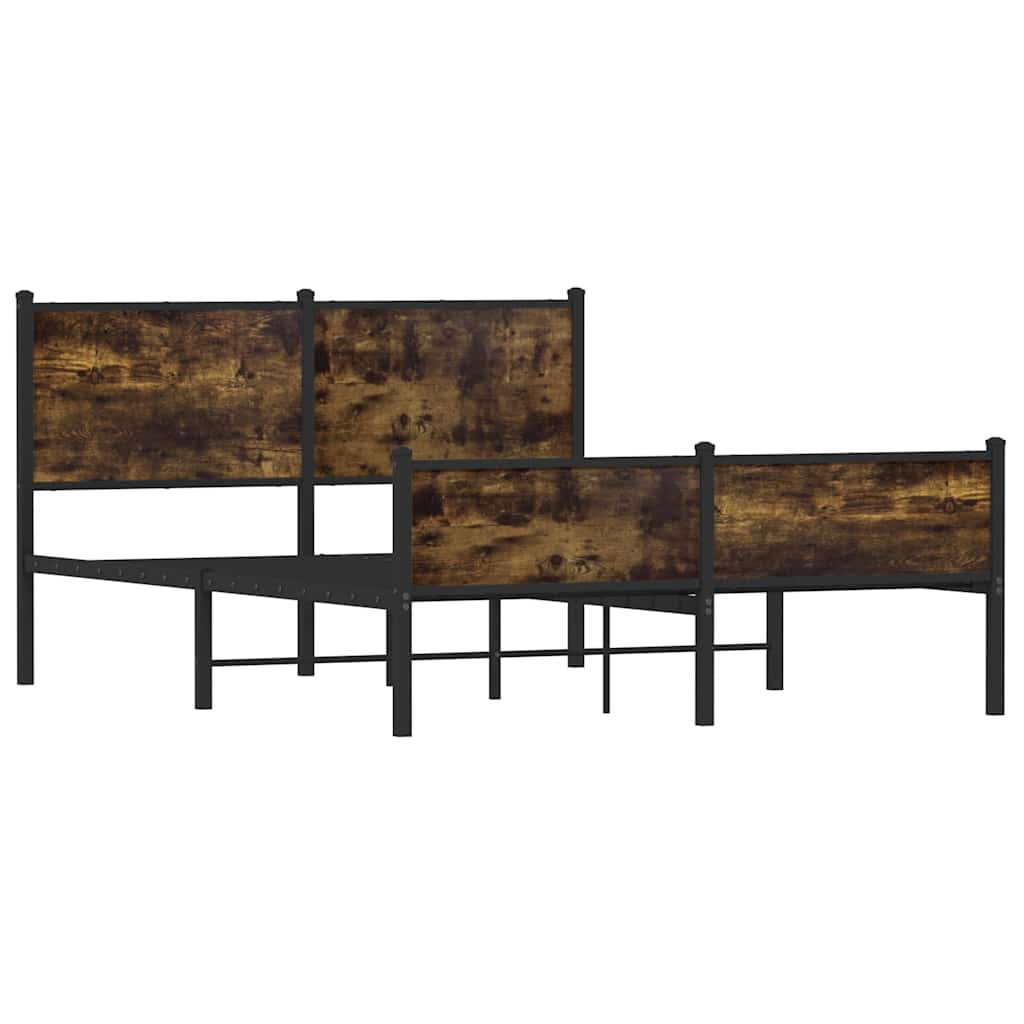 Estrutura de cama sem colchão 140x190 cm metal carvalho fumado