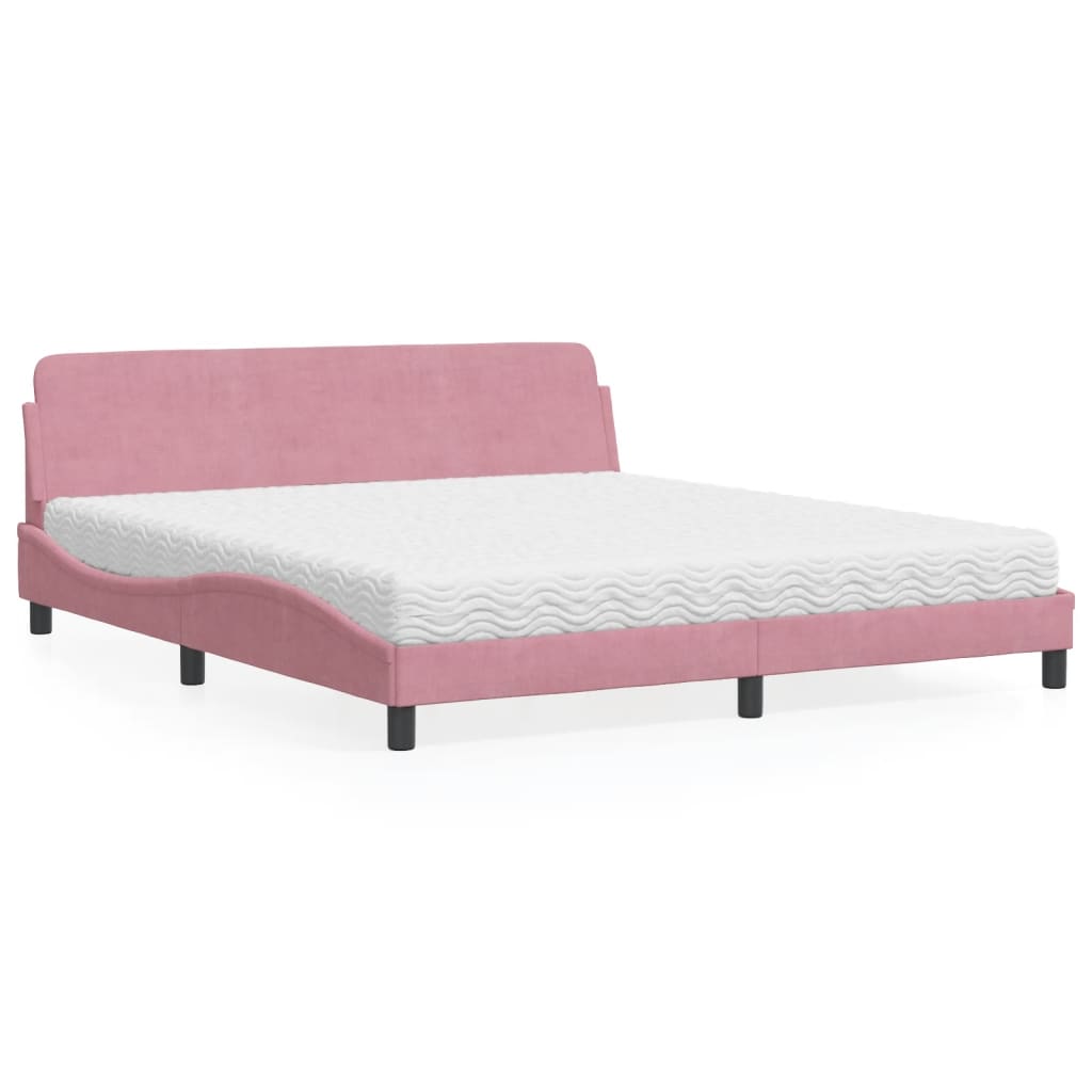 Cama com colchão dover 180x200 cm veludo rosa