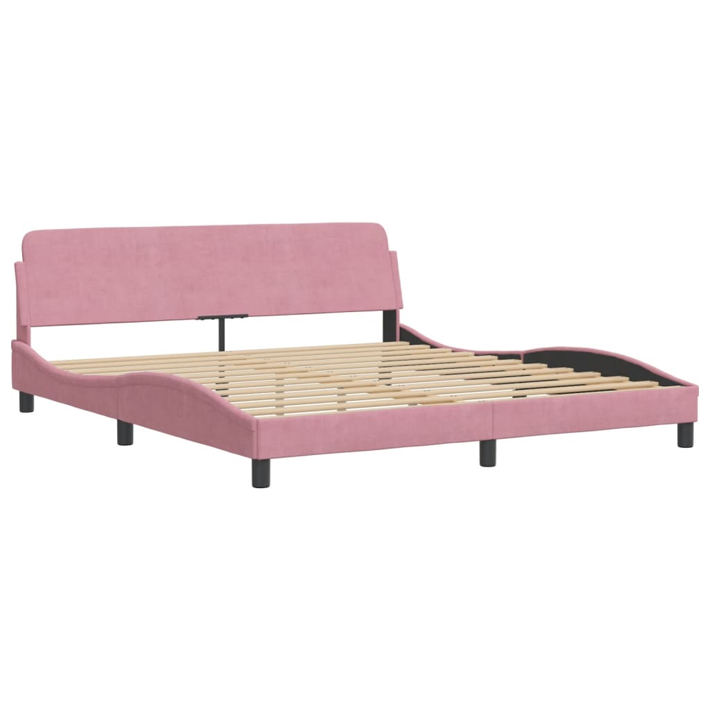 Cama com colchão dover 180x200 cm veludo rosa